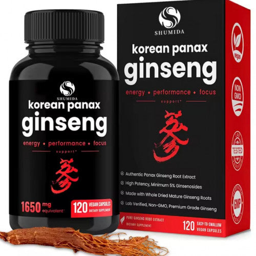 Korean Panax Ginseng – 1650 mg – 120 Cápsulas Veganas