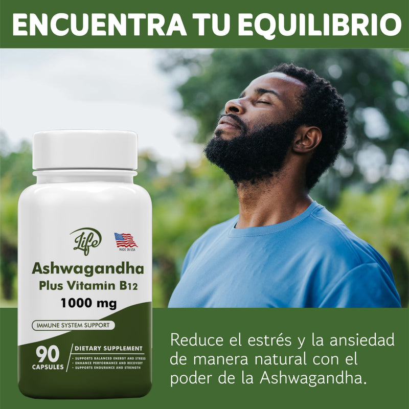 Ashwagandha + Vitamina B12 | 1000 mg – 90 cápsulas