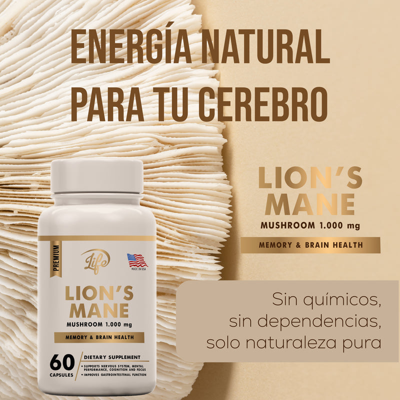 Lion’s Mane – Extracto de Hongo Natural | 60 cápsulas